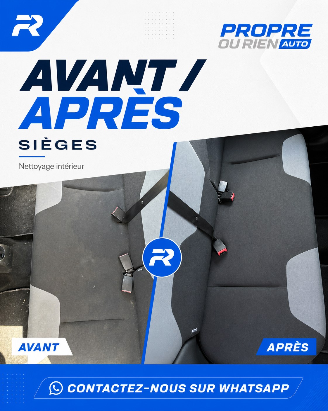 Avant après sièges vue overhead